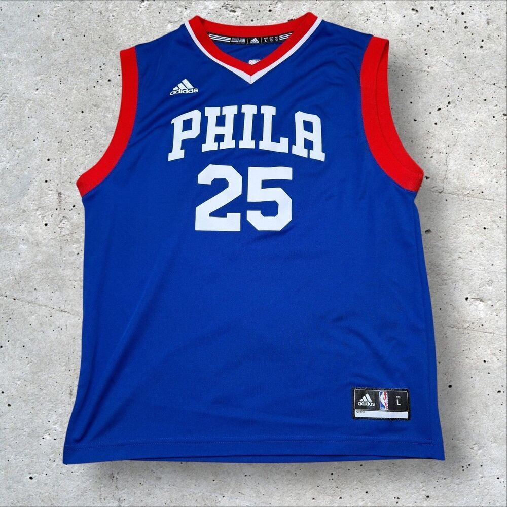 Adidas Ben Simmons 25 Philadelphia 76ers Jersey Youth Large Blue PHILA NBA